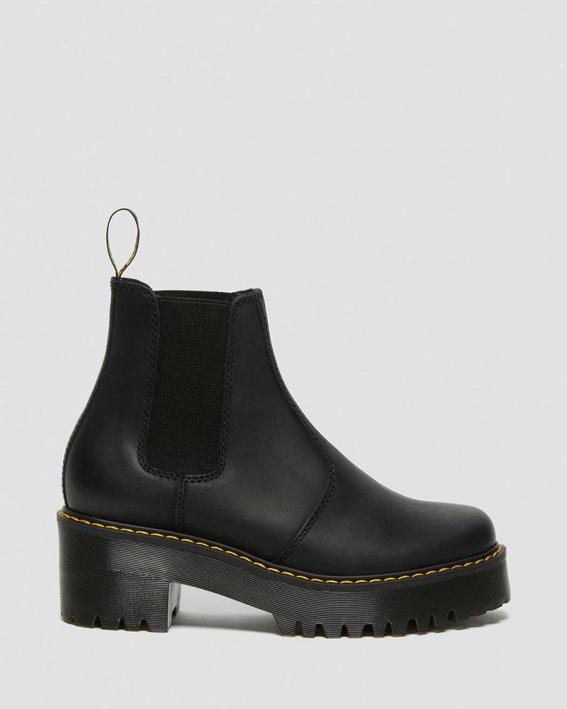 Botas de Tacon Dr Martens Rometty Wyoming Cuero Plataforma Mujer Negros | MX 627PJJ